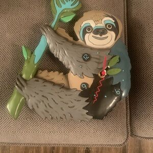 Charming Sloth Wall Clock - Gray and Green